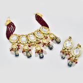 Naima Kundan Choker Set - Red - The Pashm